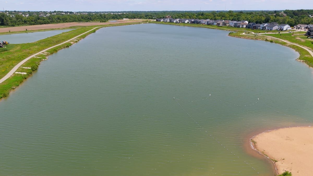 Sandy beach on the scenic lake at Cottleville Trails, Cottleville MO