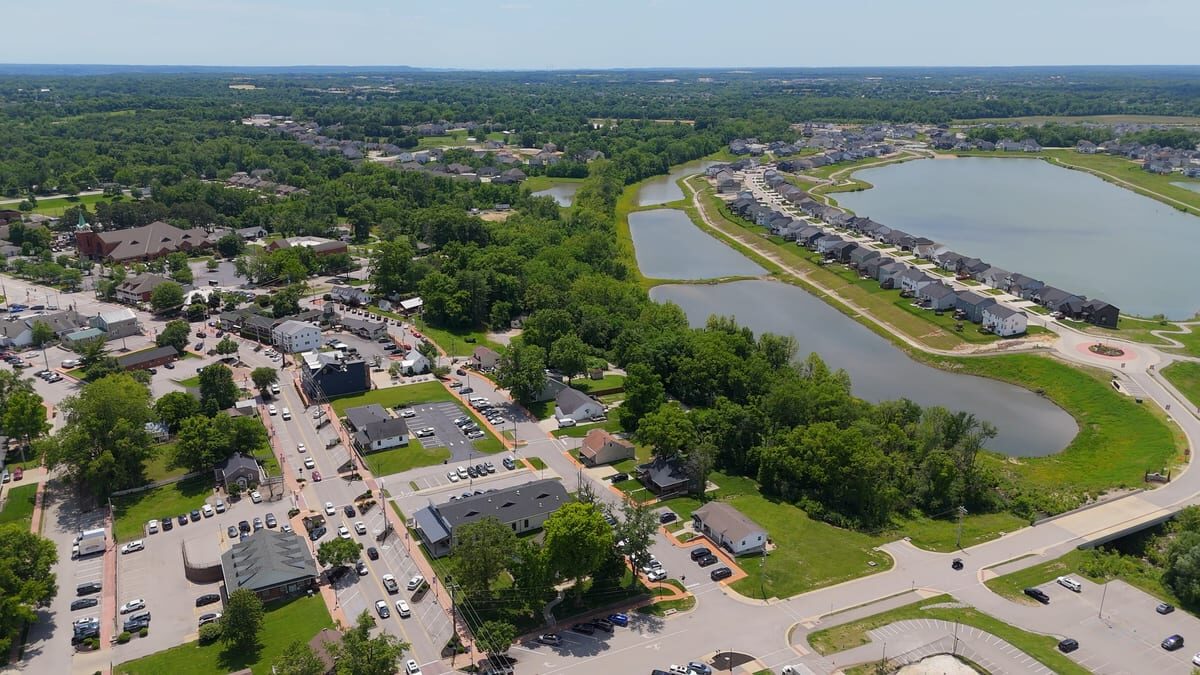 Aerial view of Cottleville Trails neighborhood and surrounding area