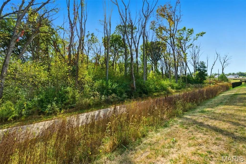 Paved walking trail along the lake at Cottleville Trails